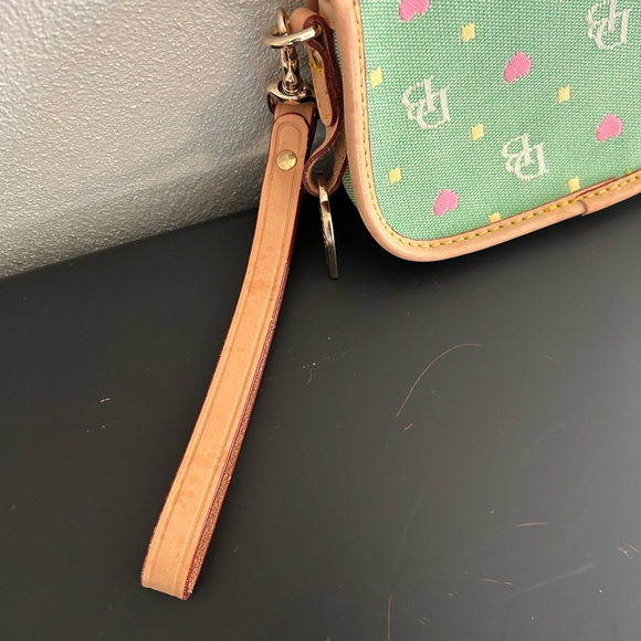 Dooney & Bourke Mint Green Canvas Monogram Vintage Wristlet Clutch - Picture 6 of 10